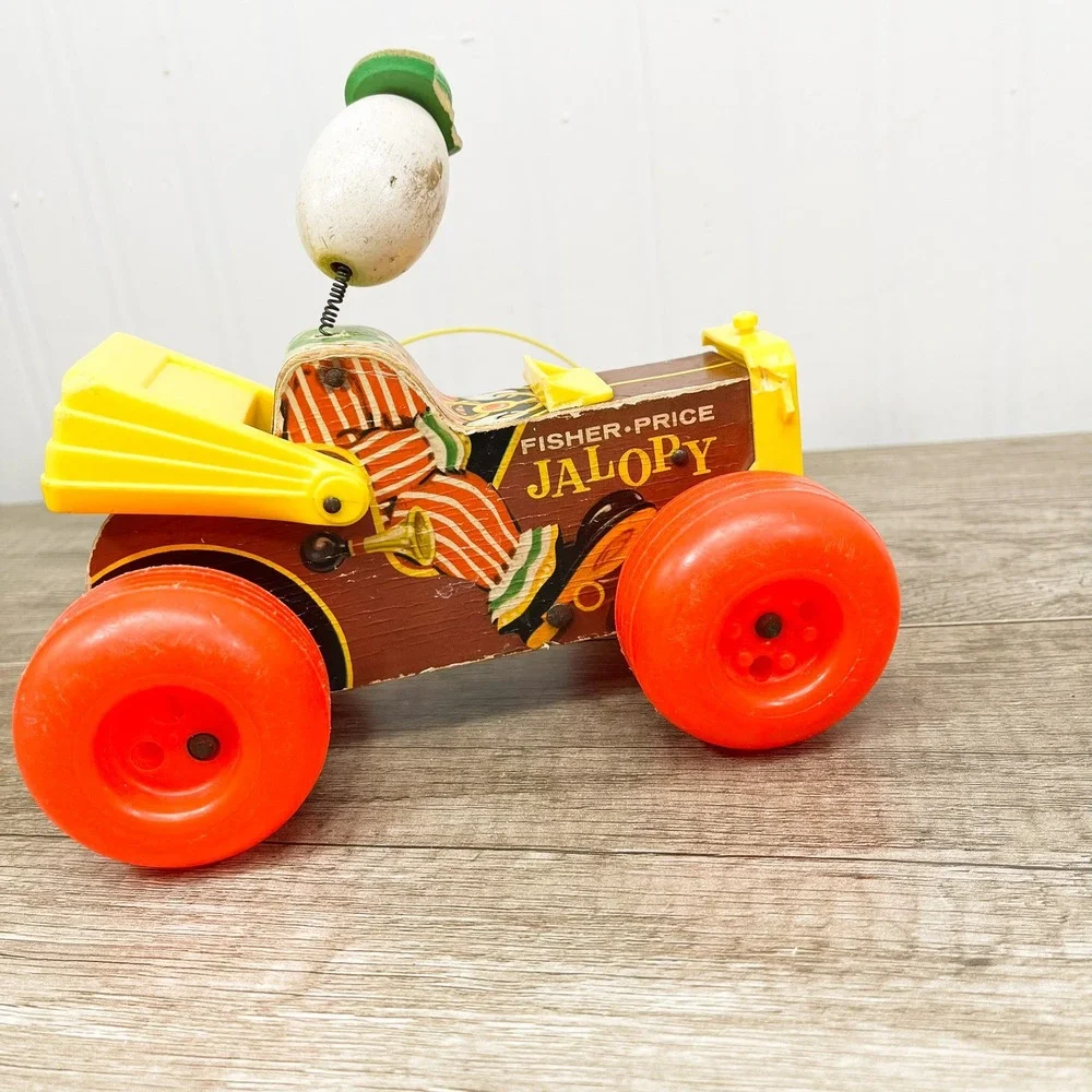 Vintage Fisher-Price Jalopy Pull Toy - Bobble Head Clown